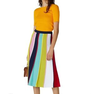 J.Crew Rainbow Sweater Striped Midi Skirt